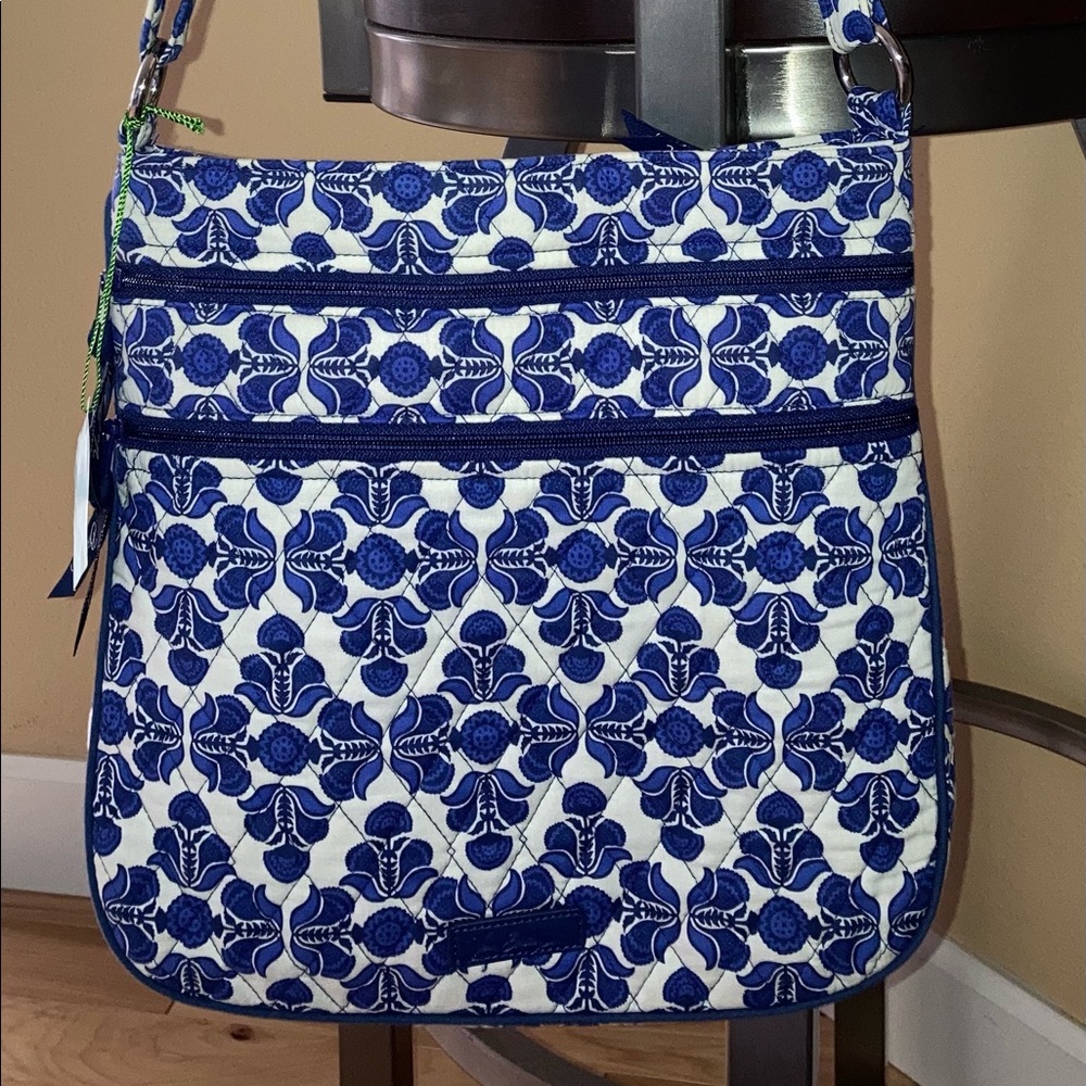 Vera Bradley, Triple Zip Hipster, NWT, Authentic, Cobalt Tile Pattern, Crossbody